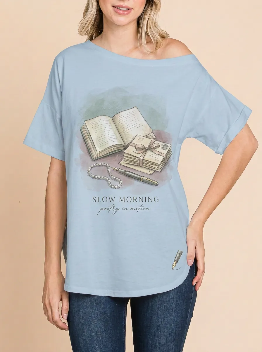 Women's Book Lover Vintage Stationery Printed T-shirt