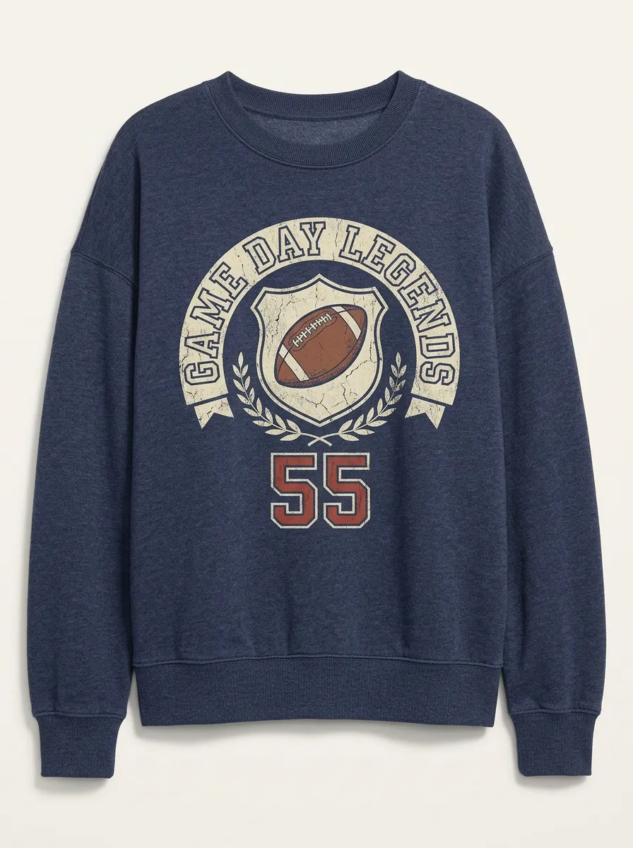 Women's Football Lover Game Day Legends 55 Printed sweatshirt