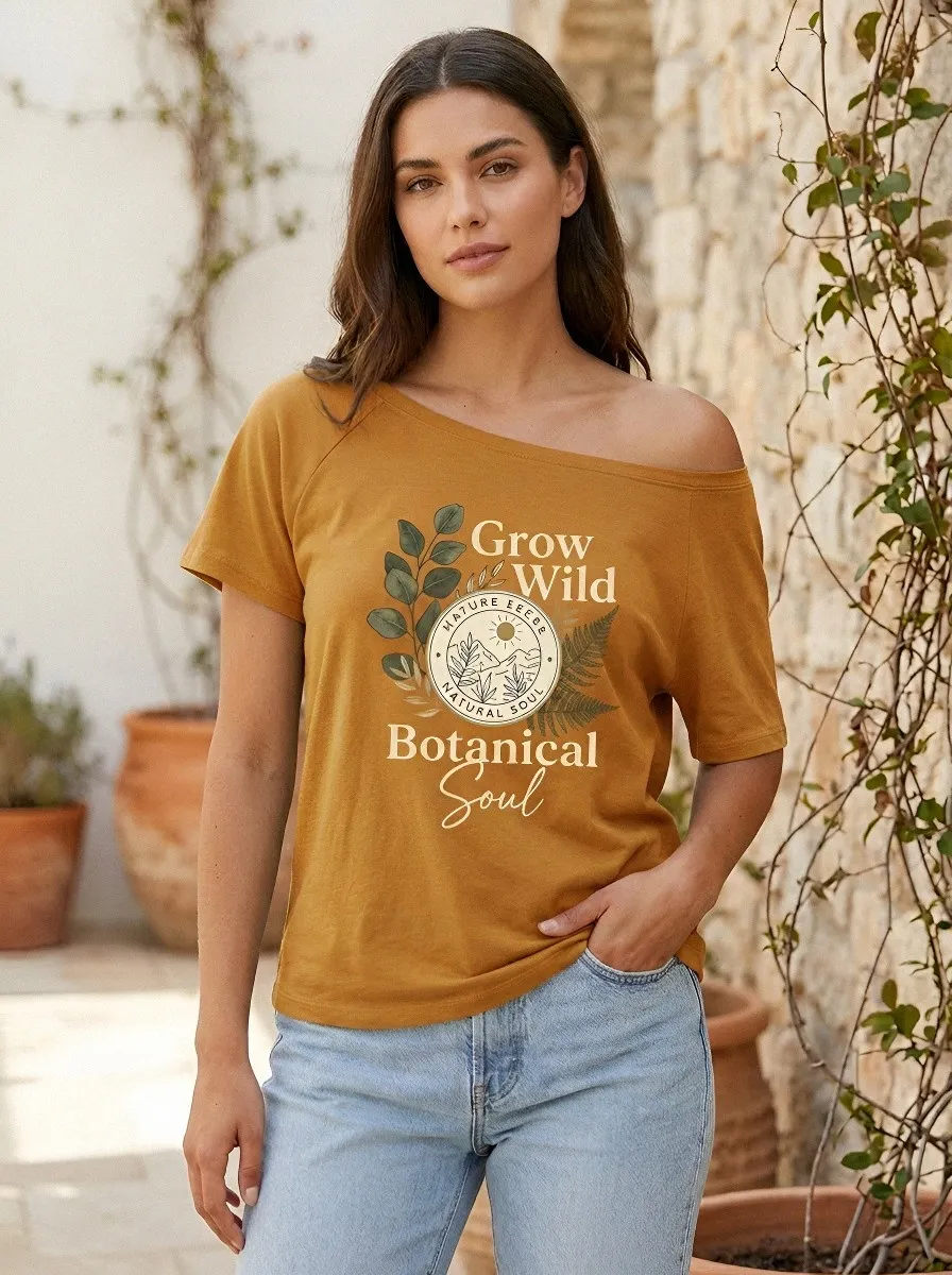 Women's Nature Lover Grow Wild Botanical Soul Printed T-shirt