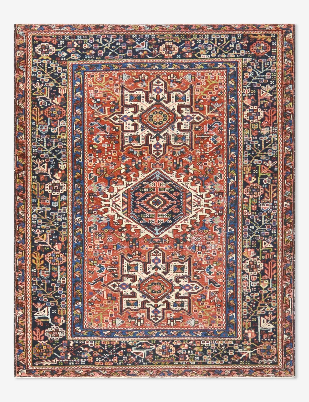 Distinctive Vintage Inspired Turkish Inspired Hand Knotted Wool Area Rug