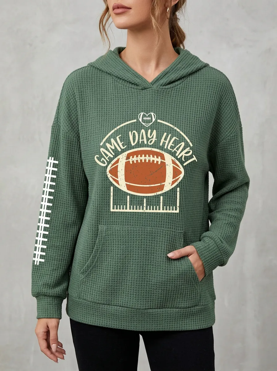Football Graphic Casual Hoodie