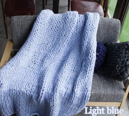 Chunky-Knit Knitted Wool Decorative Throw Blanket
