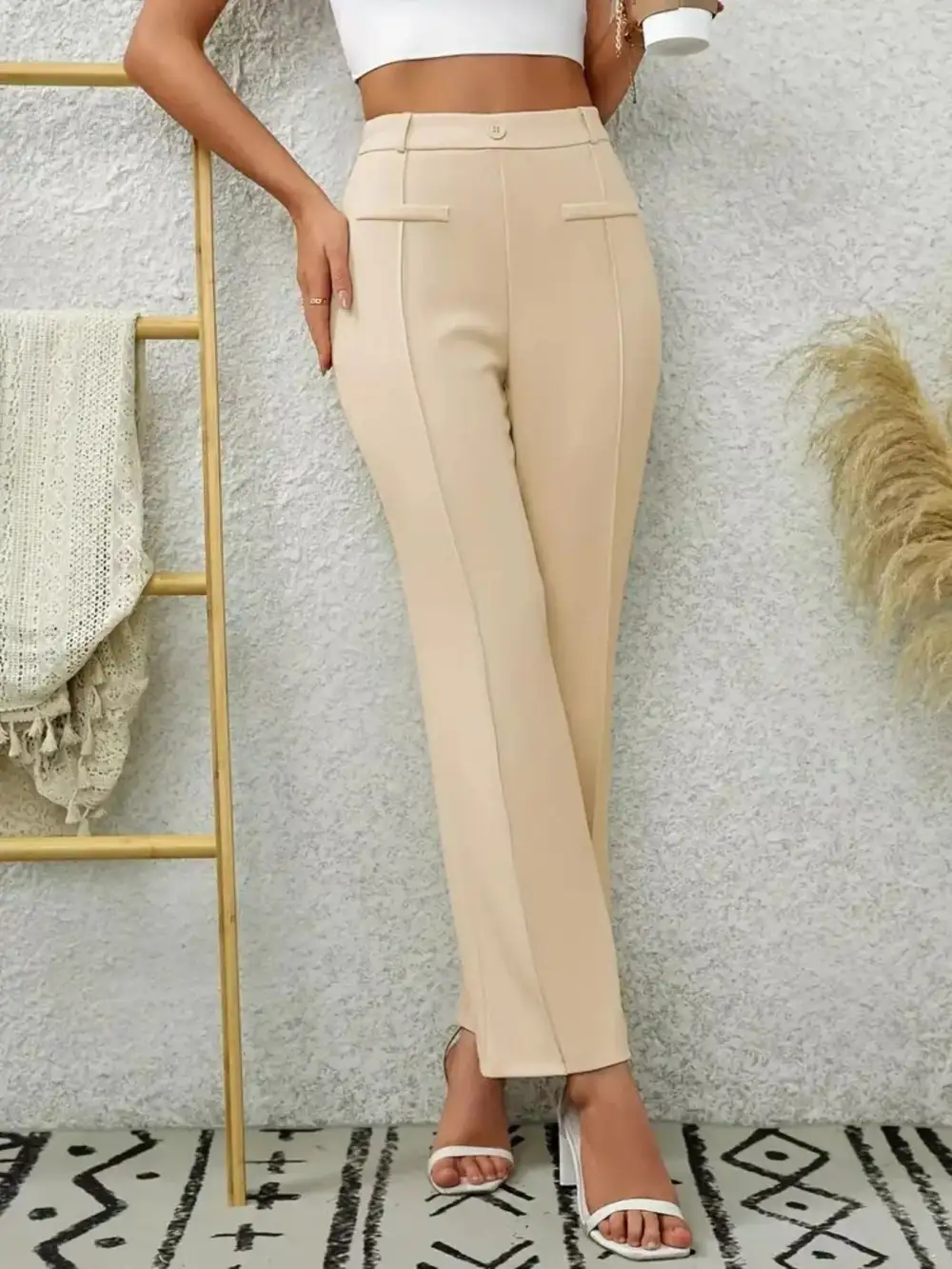 Flare High Waist Pocketed Casual Pants