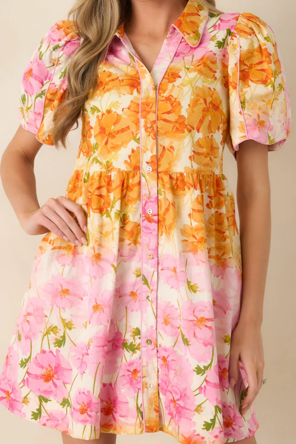 Floral Pink Mini Dress