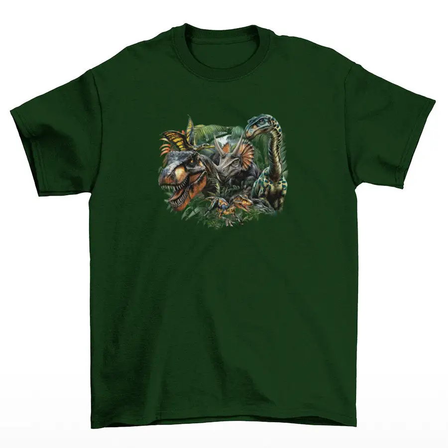 Dinosaur Jungle Graphic Cotton T-Shirt