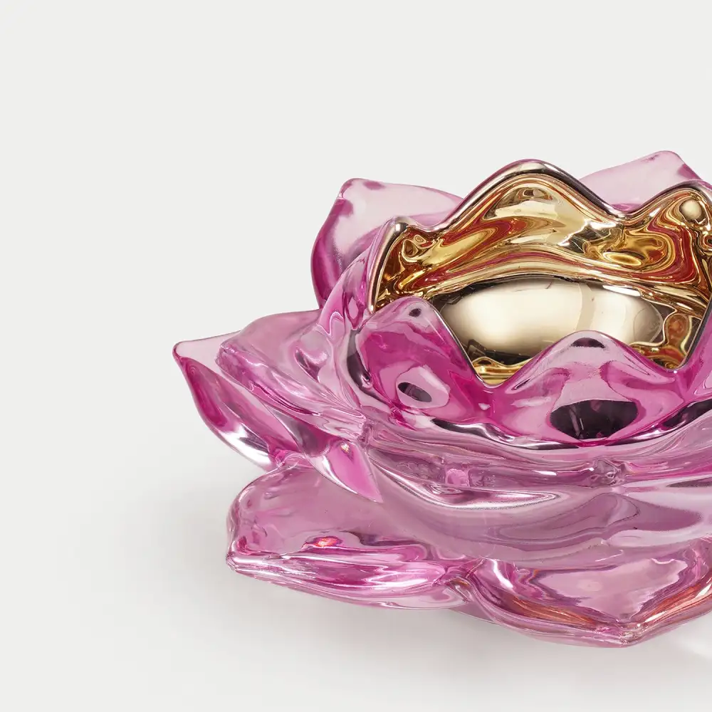 Lavender Lotus Glass Tealight Holder
