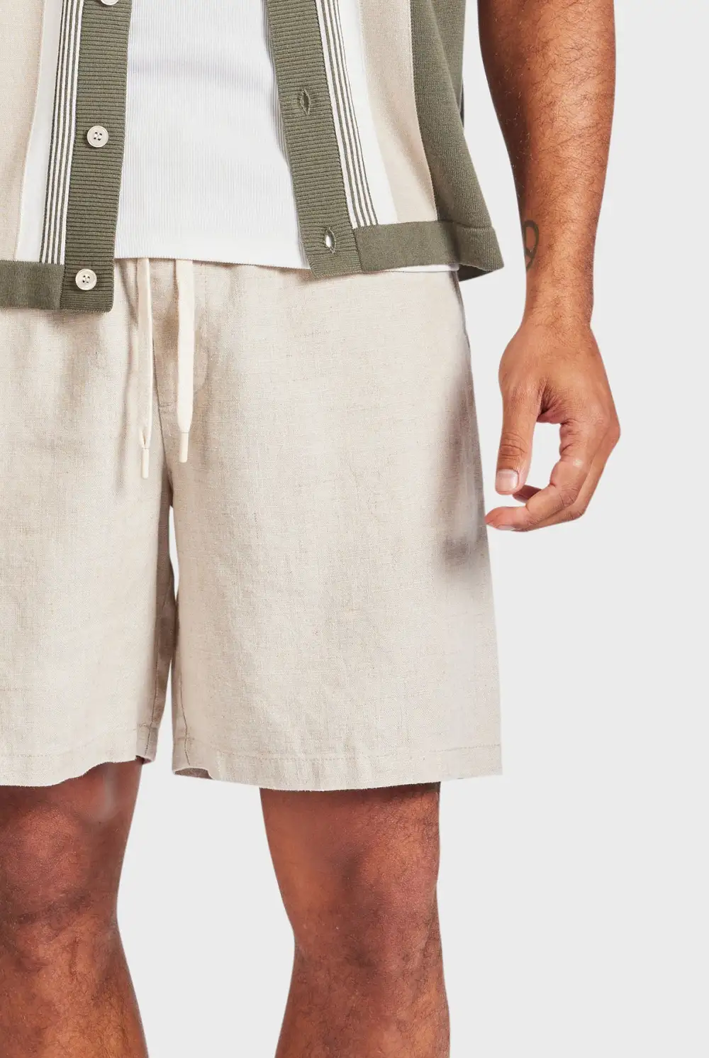 Relaxed Tapered Linen Blend Casual Lounge Shorts