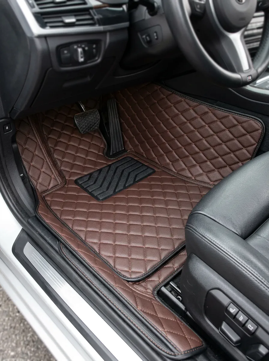 Tailored Diamond Quilted Leather Vehicle Floor Mat