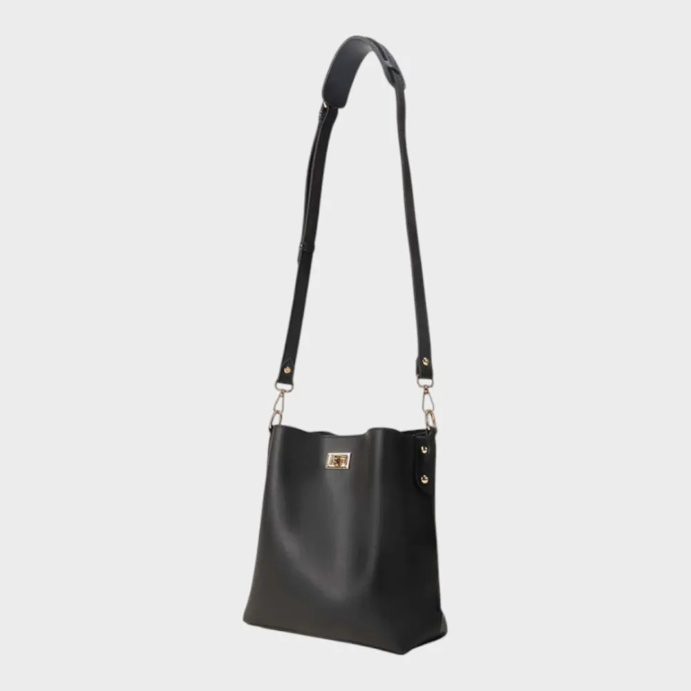 Panel Front Vegan Leather Bucket Bag