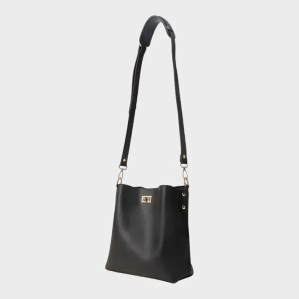 Panel Front Vegan Leather Bucket Bag