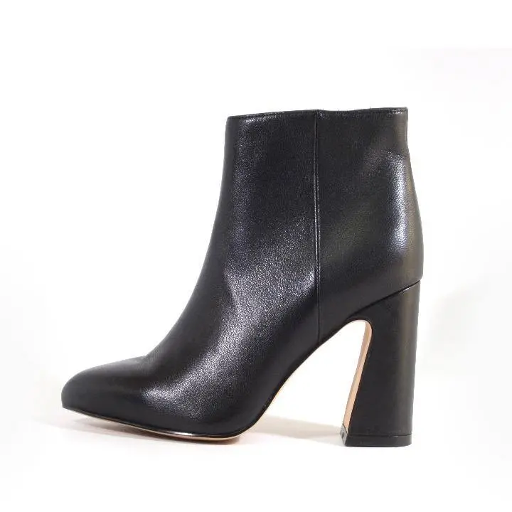 Leather Chunky Heel Pointed Toe Ankle Boots