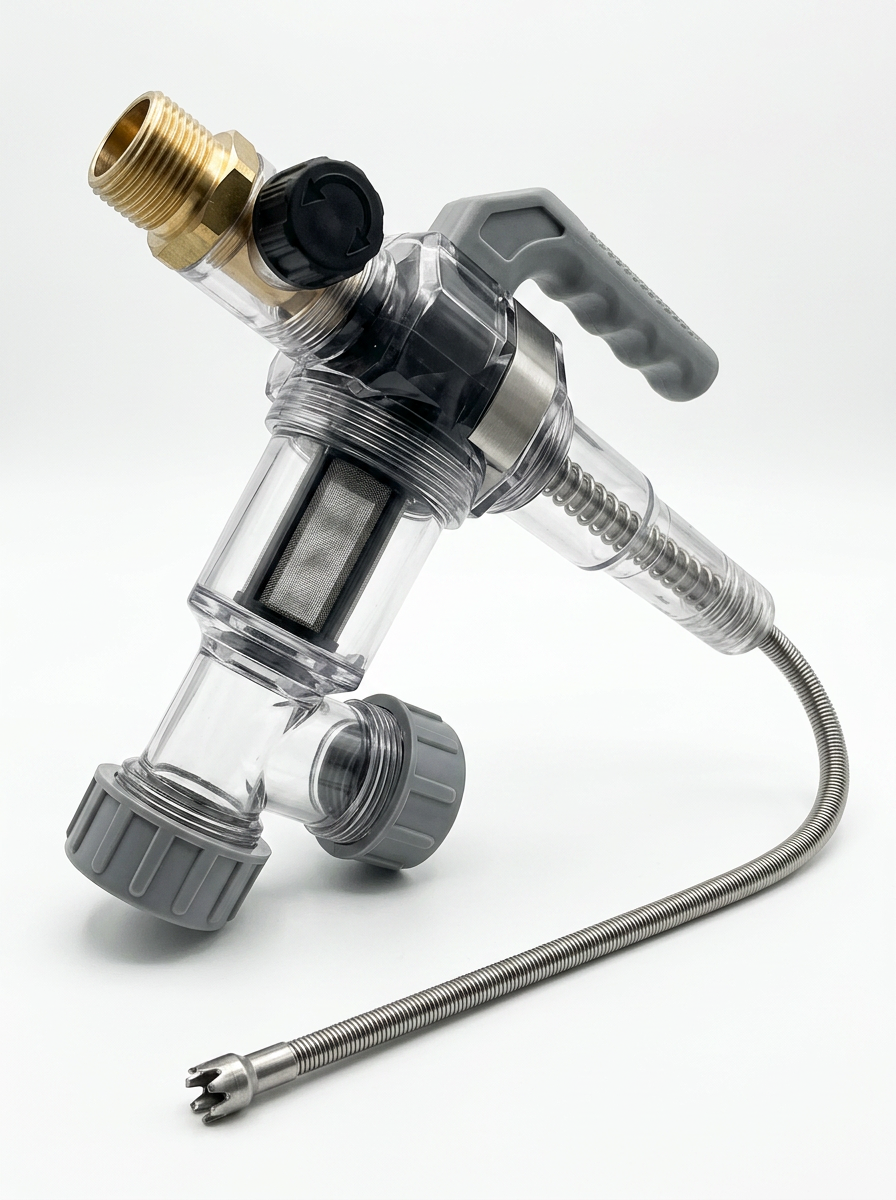 Filtered Water Heater Flush Sprayer Attachment