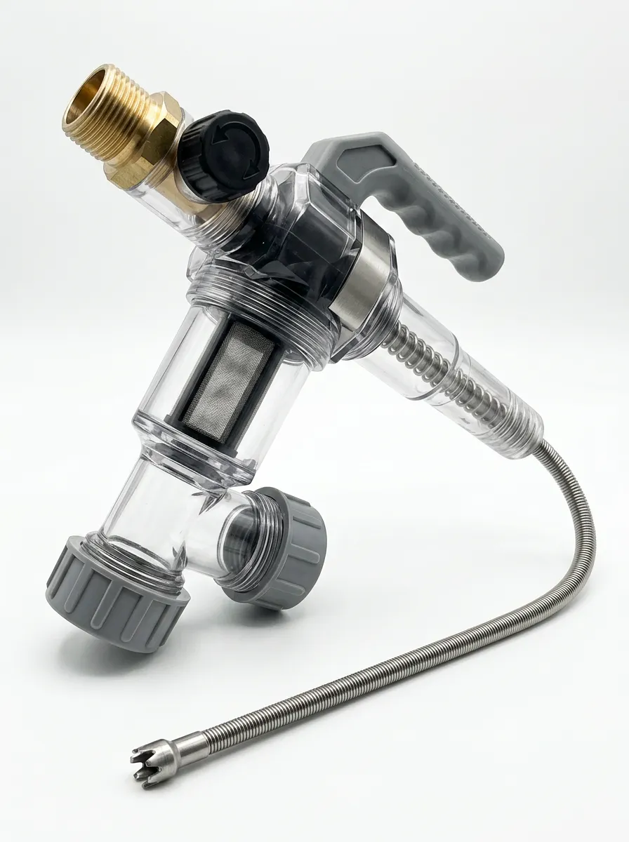 Filtered Water Heater Flush Sprayer Attachment