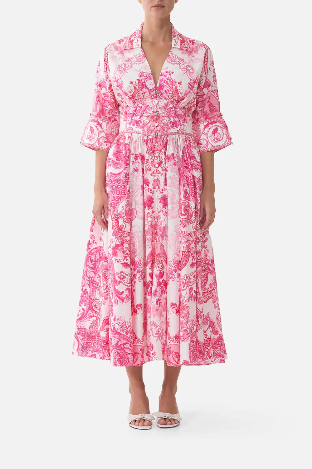 Shaped Waistband Midi Dress