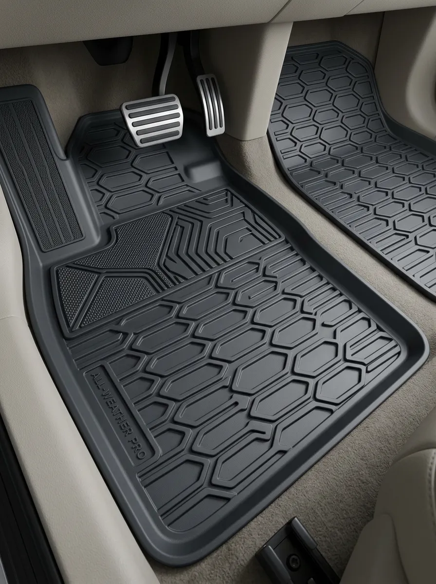 All-Weather Hexagon Pattern Embossed Texture Car Floor Mat