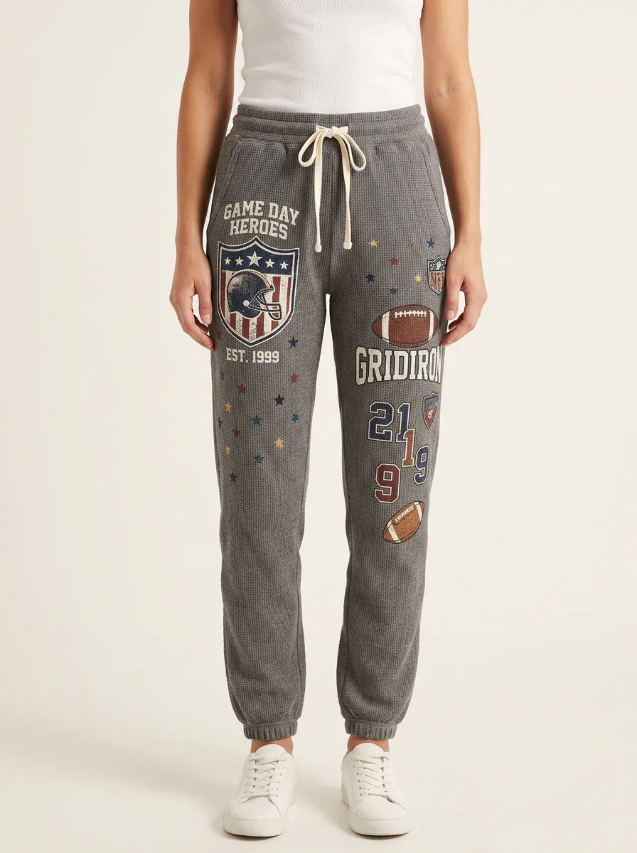Women's Football Lover Game Day Heroes Gridiron Printed Joggers