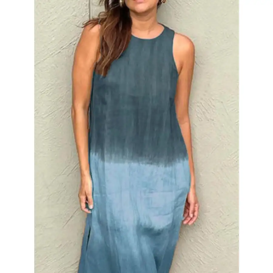 Full Size Sleeveless Gradient Tank Midi Dress Plus Size