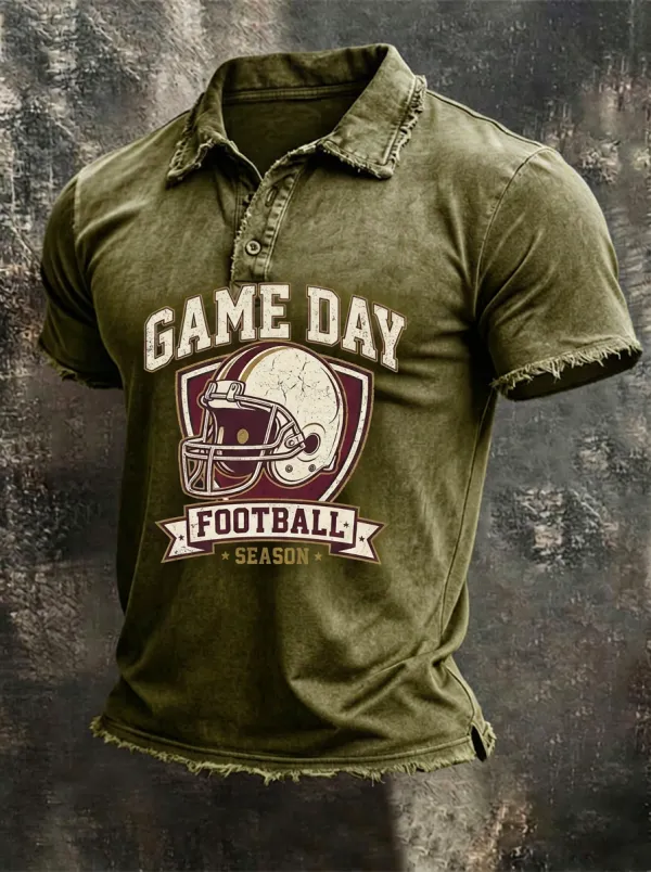 Heritage Football Lover Game Day Helmet Graphic Polo Shirt