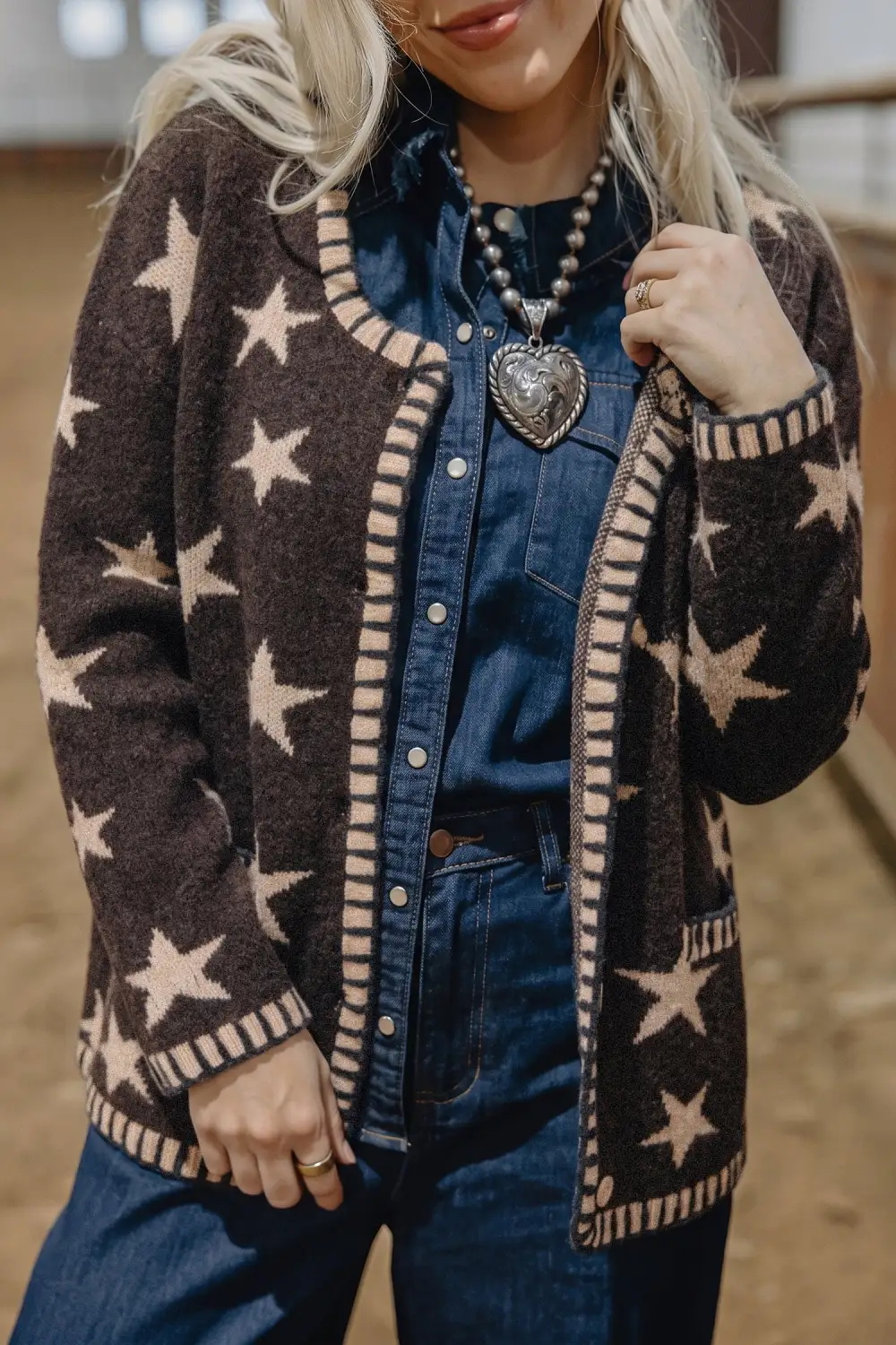 Long-Sleeve Colorblock Pocketed Cardigan
