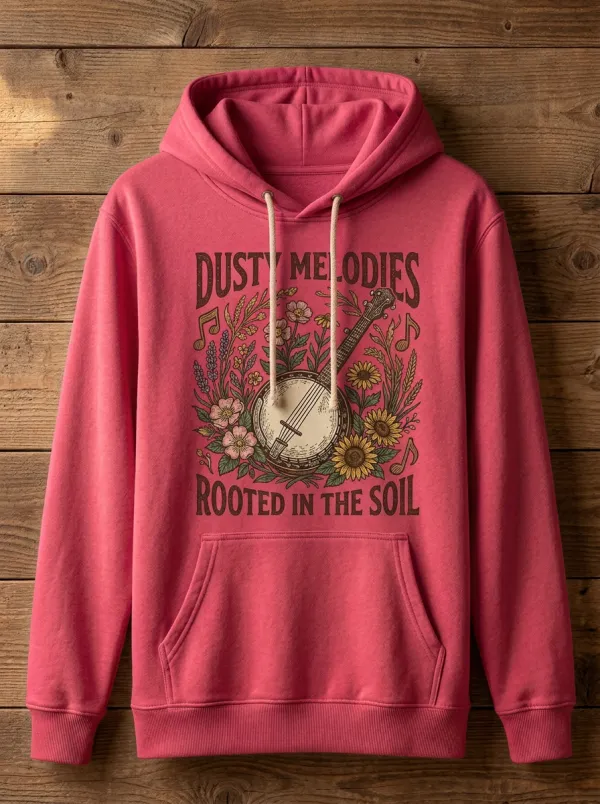 Backroad Country Music Banjo Floral Pullover Hoodie