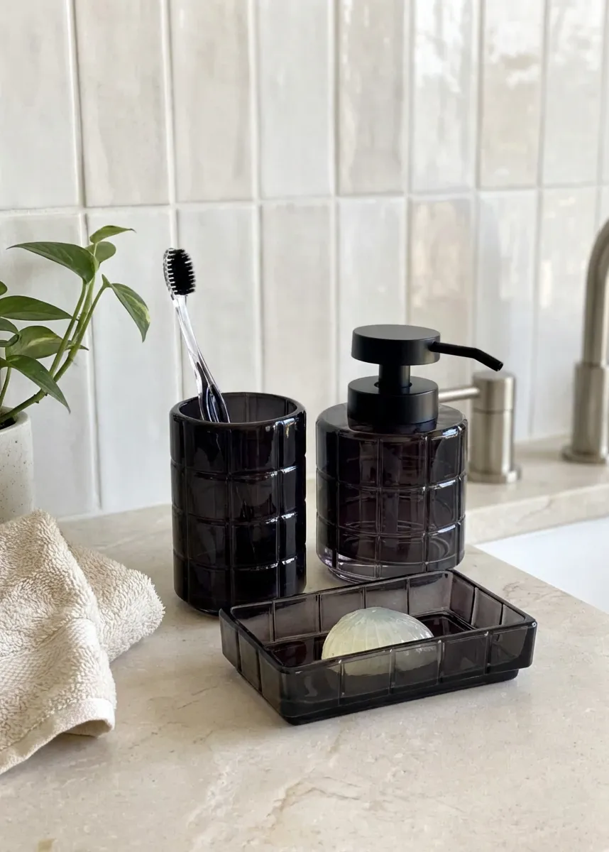 Cube Bathroom Set Black Of
