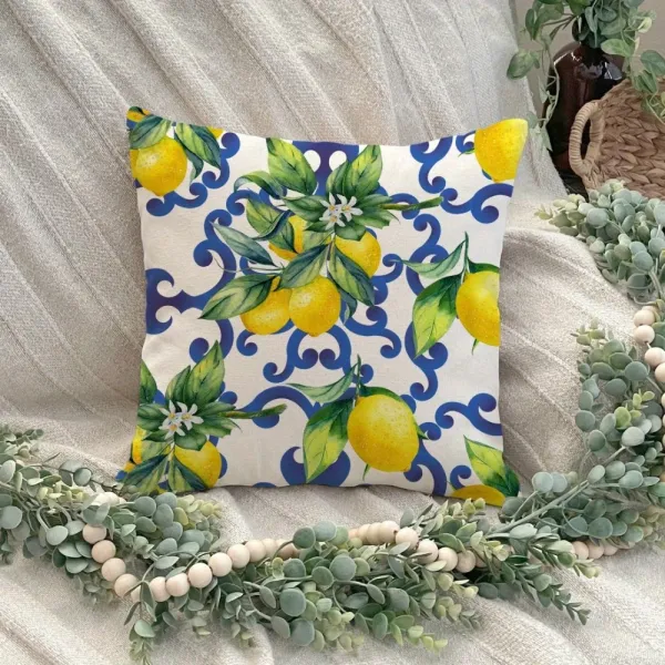 Lemon-Print Decorative Throw Pillow