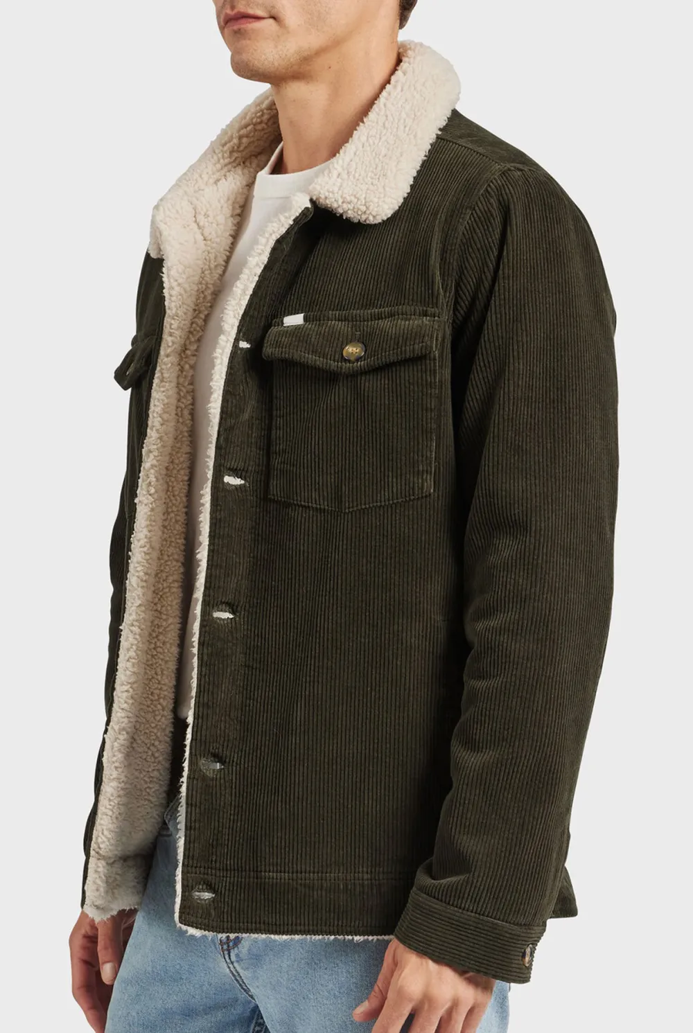 Fleece Lined Corduroy Button Up Jacket