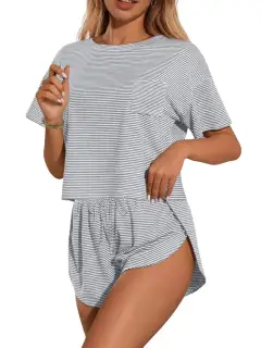 Refined Drawstring Tee and Shorts Matching Set