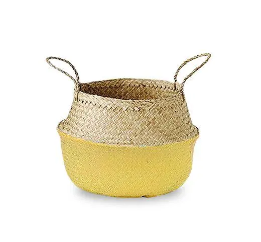 Woven Seagrass Fabric Laundry Basket