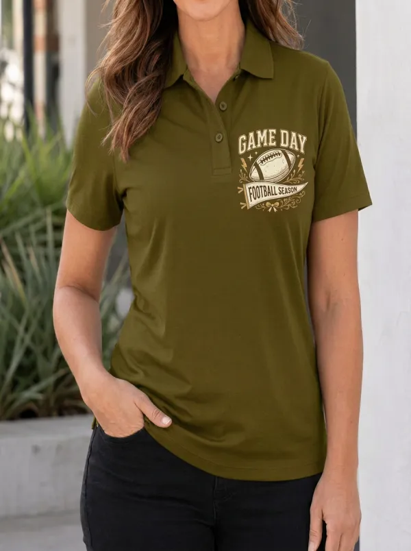 Athletic Football Fan Game Day Football Graphic Polo Shirt