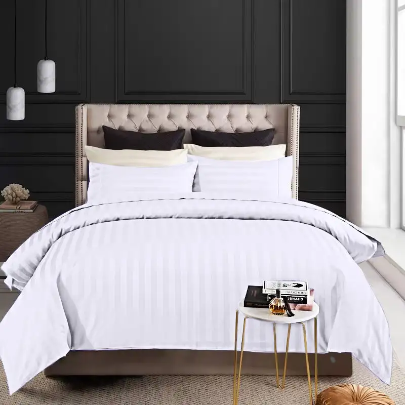 Sateen Stripe Quilt Cover Set In Cotton