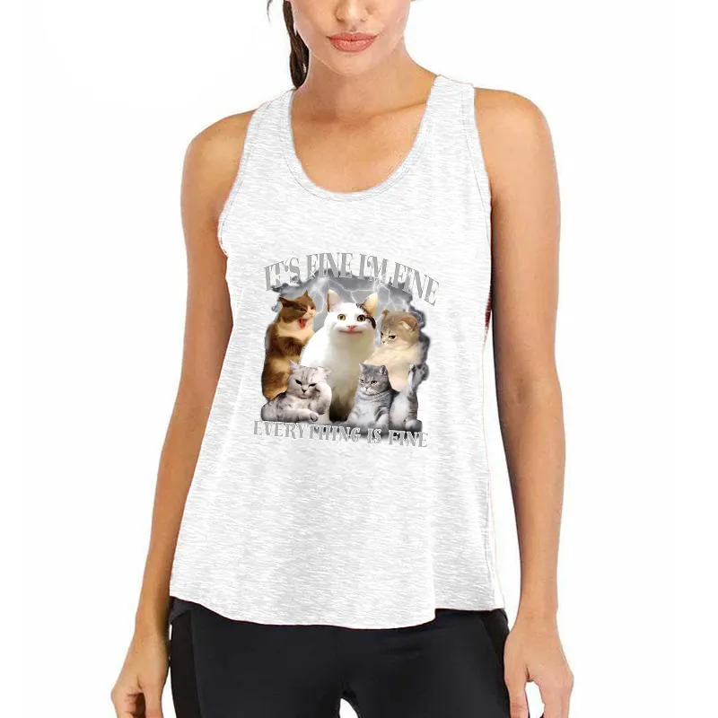 Everything Is Fine Cat Meme Athletic Tank