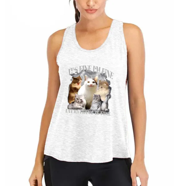Everything Is Fine Cat Meme Athletic Tank
