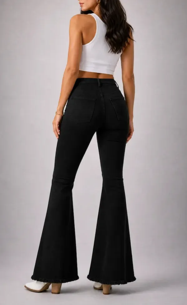Bell Bottom Rhinestone Detail Everyday Denim Jeans