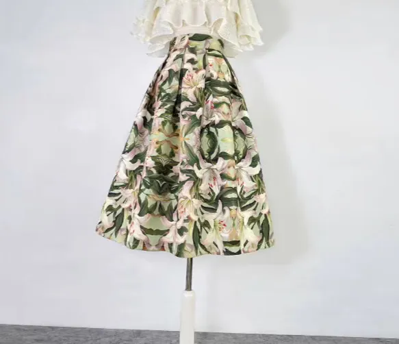 Versatile Neat Embroidered High Waist Skirt
