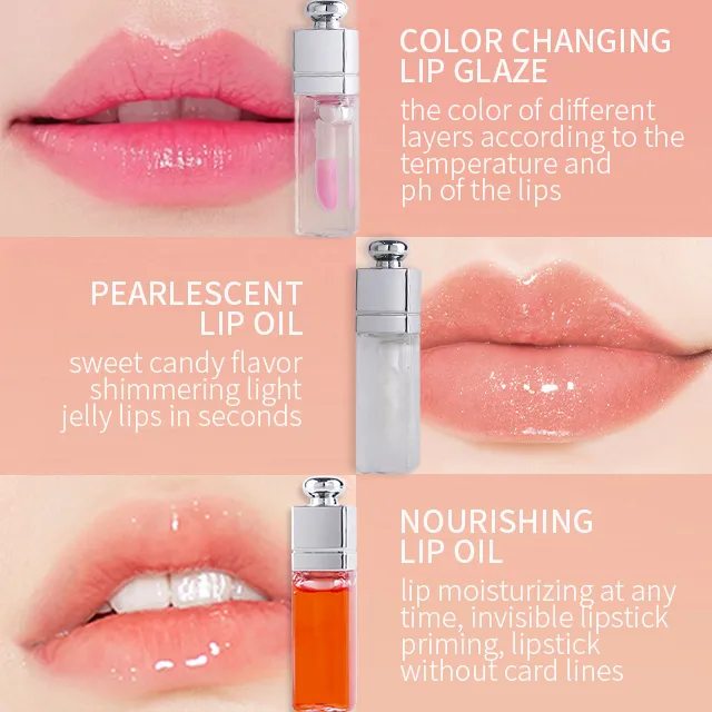 Vegan Color Changing Plumping Tinted Lip Oil Gloss Tube