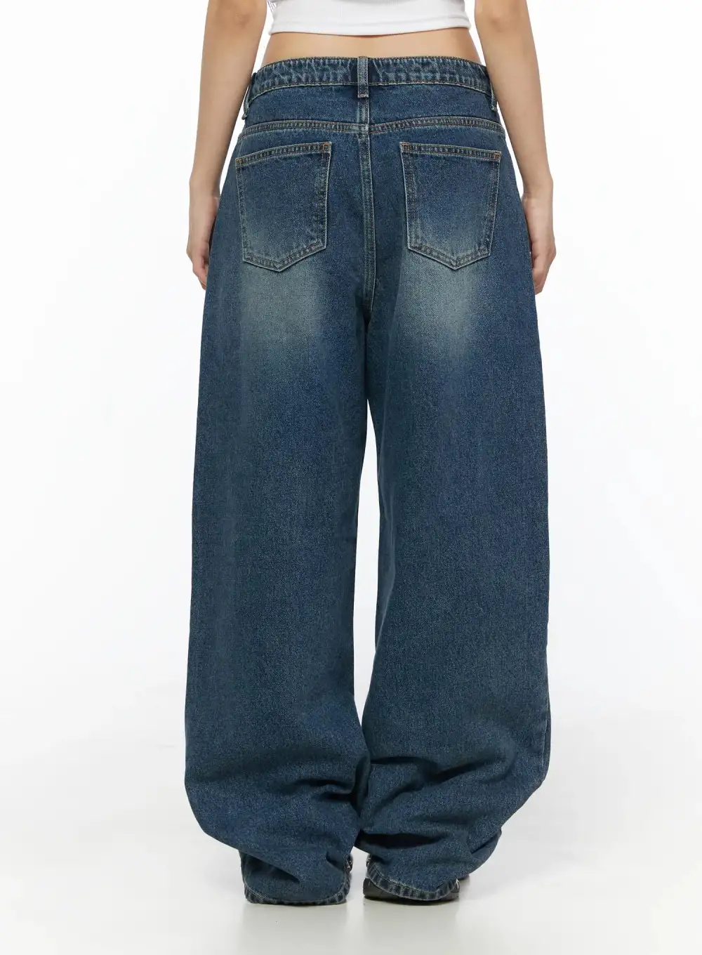 Wide-Fit Cotton Low-Rise Baggy Jeans