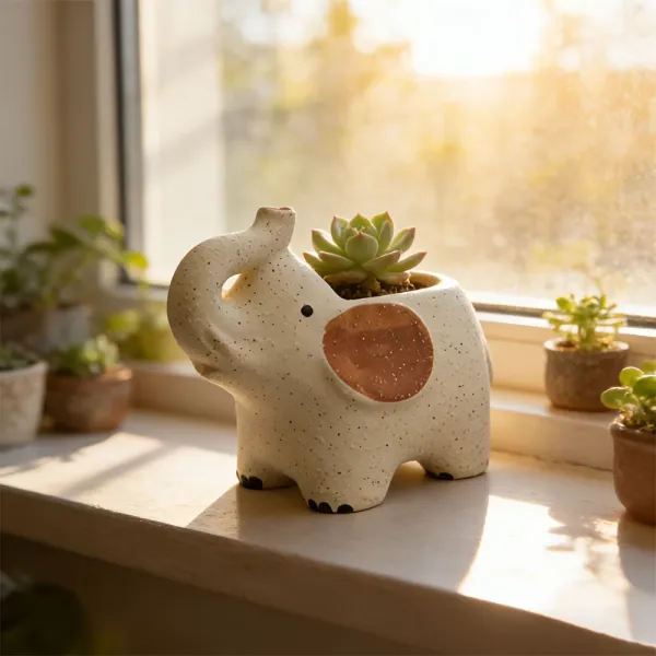Elephant Shaped Ceramic Planter