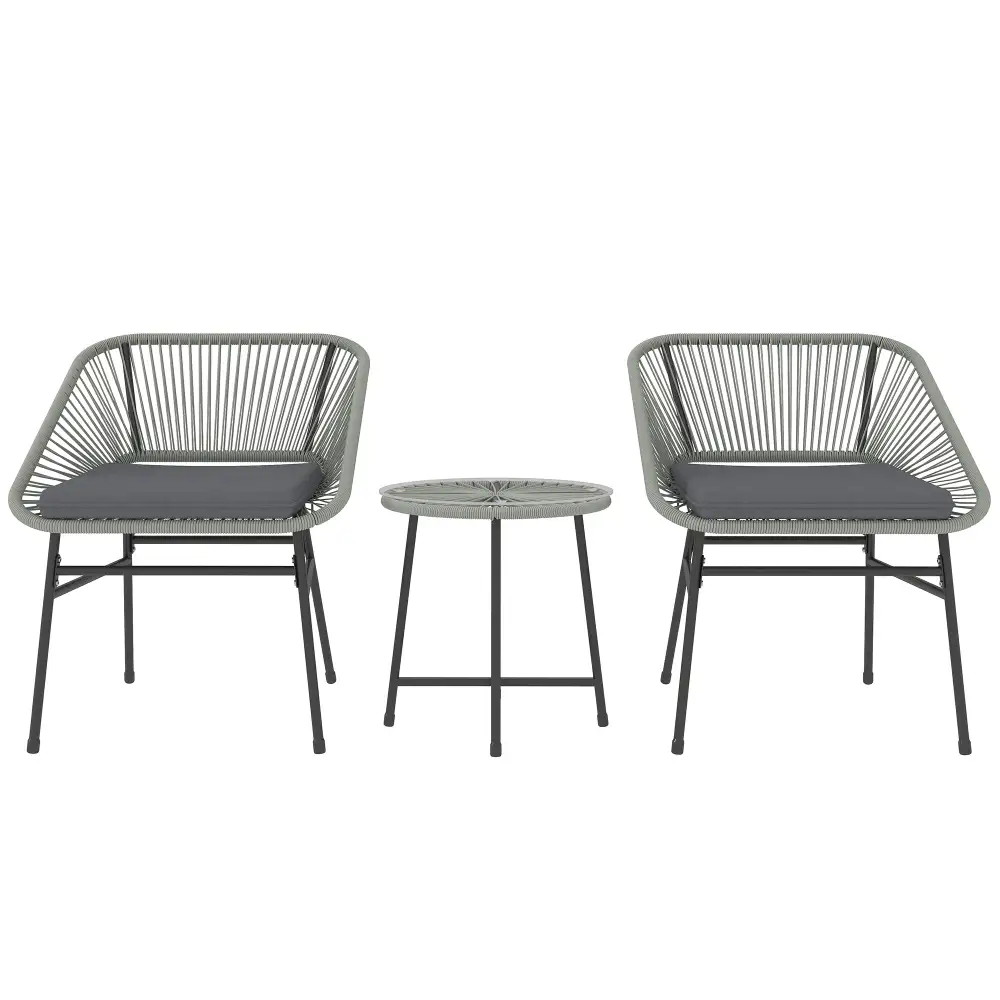 Cushioned Rattan Glass Garden Bistro Set