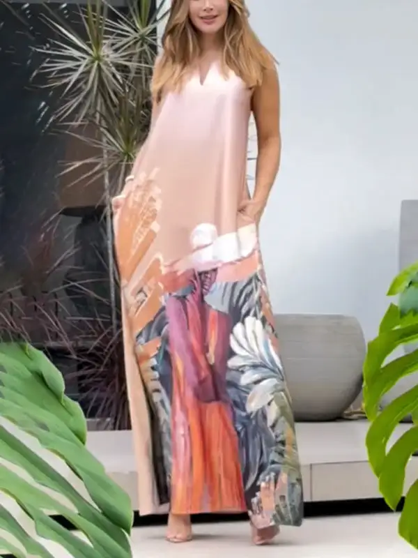 Figure Sleeveless Neck Maxi Dress