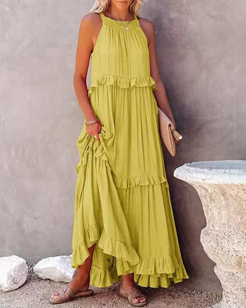 Classic Tiered Sleeveless Maxi Dress