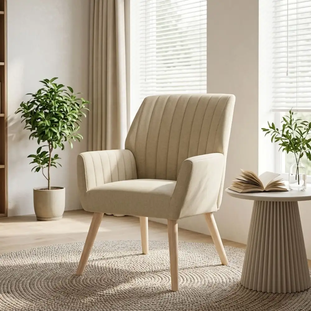 Soft Upholstered Casual Linen Armchair