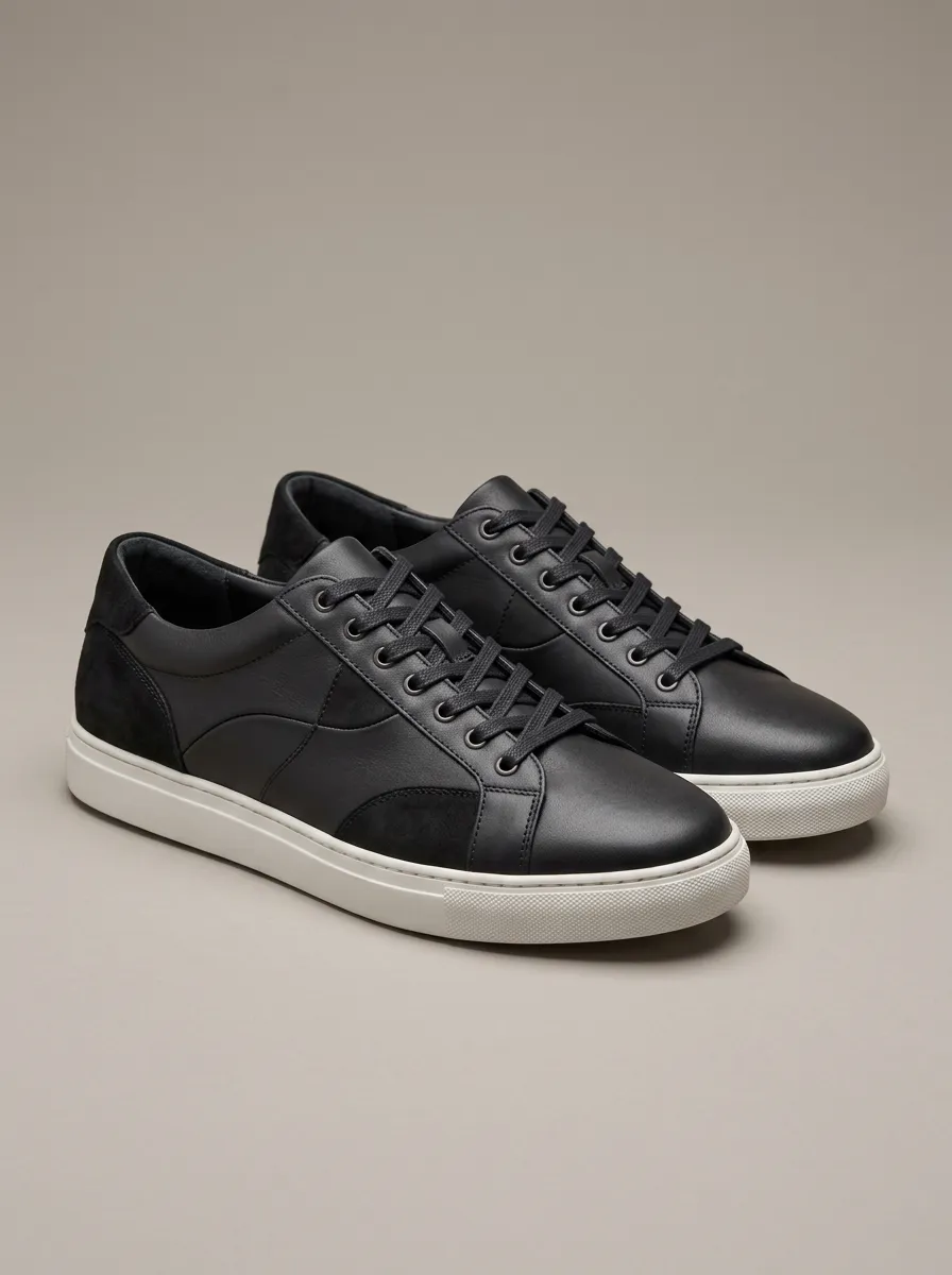 Men's Minimalist Suede Leather Contrast Sole Casual Shoes