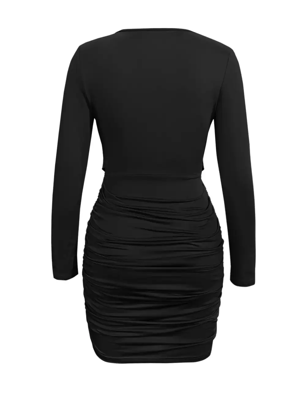 Lightweight Feel V Neck Long Sleeve Mini Dress