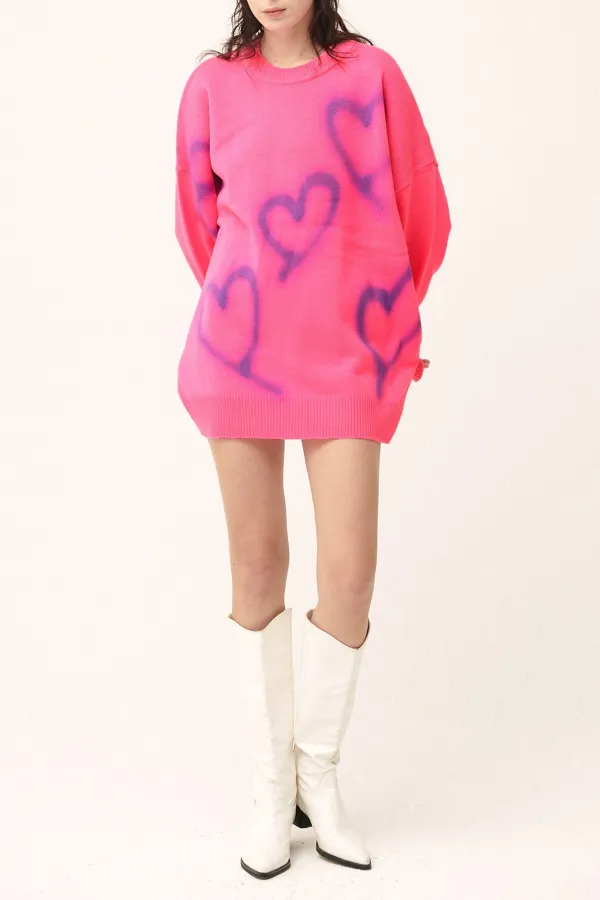 Heart Printed Sweaterdress