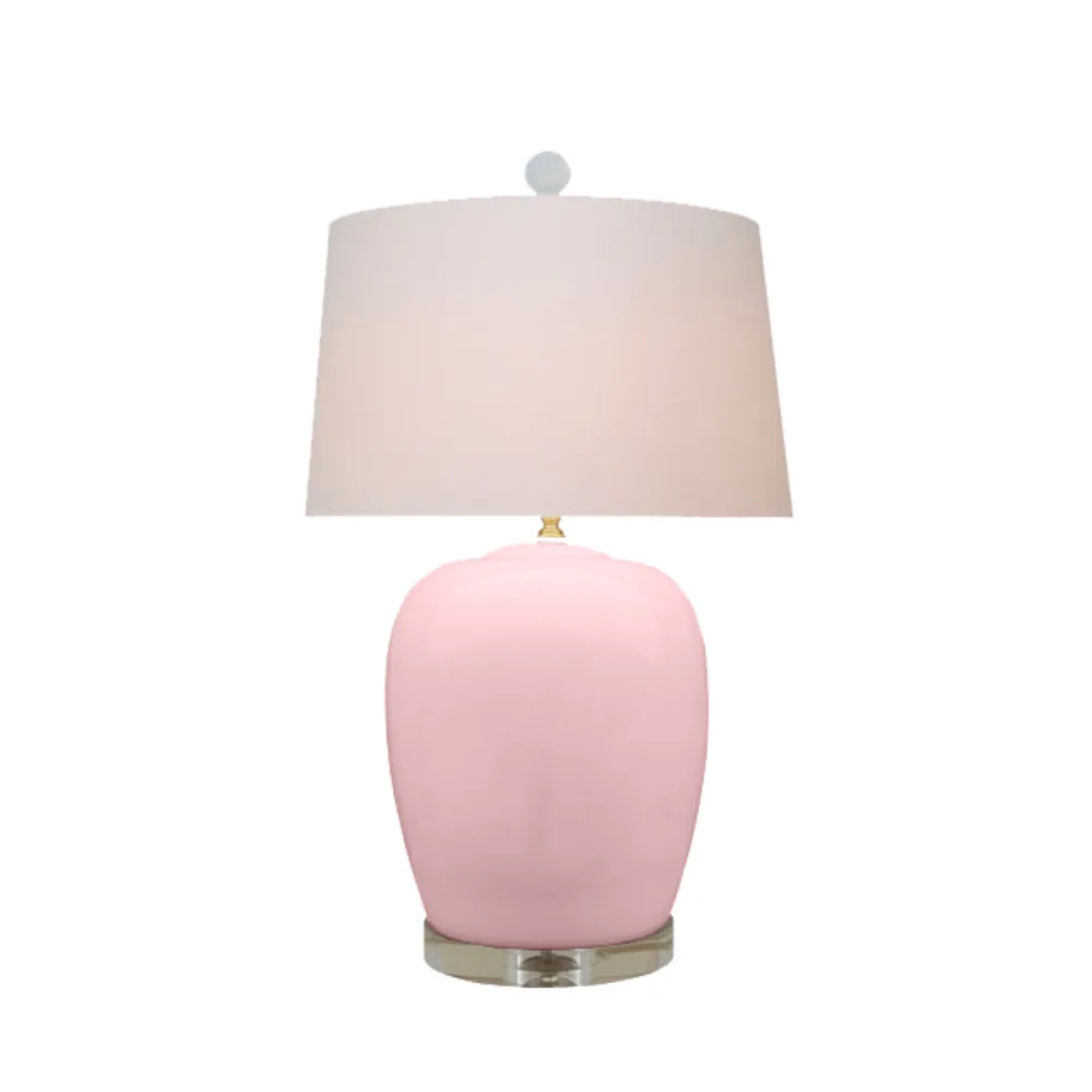Rounded Porcelain Vase-Form Table Lamp