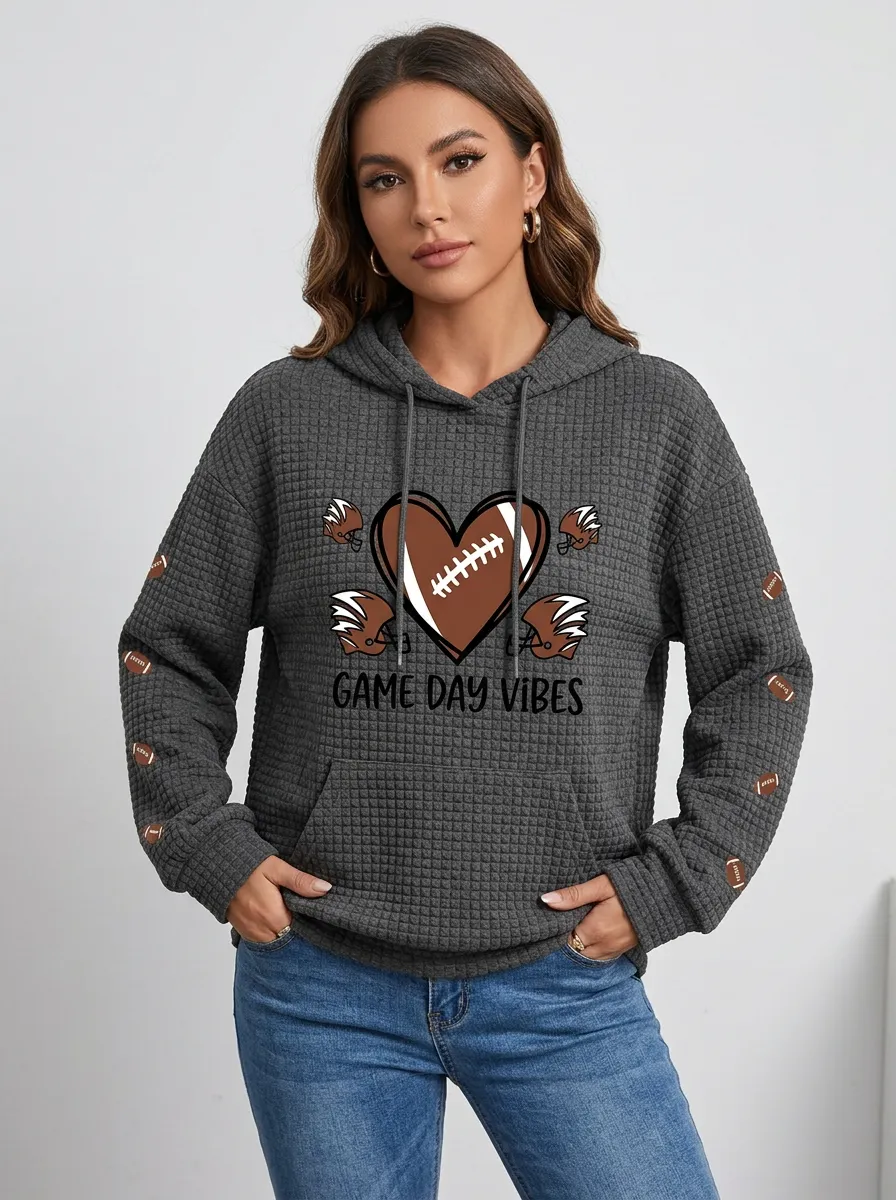 Women's Gridiron Heart Helmet Ball Graphic Hoodie