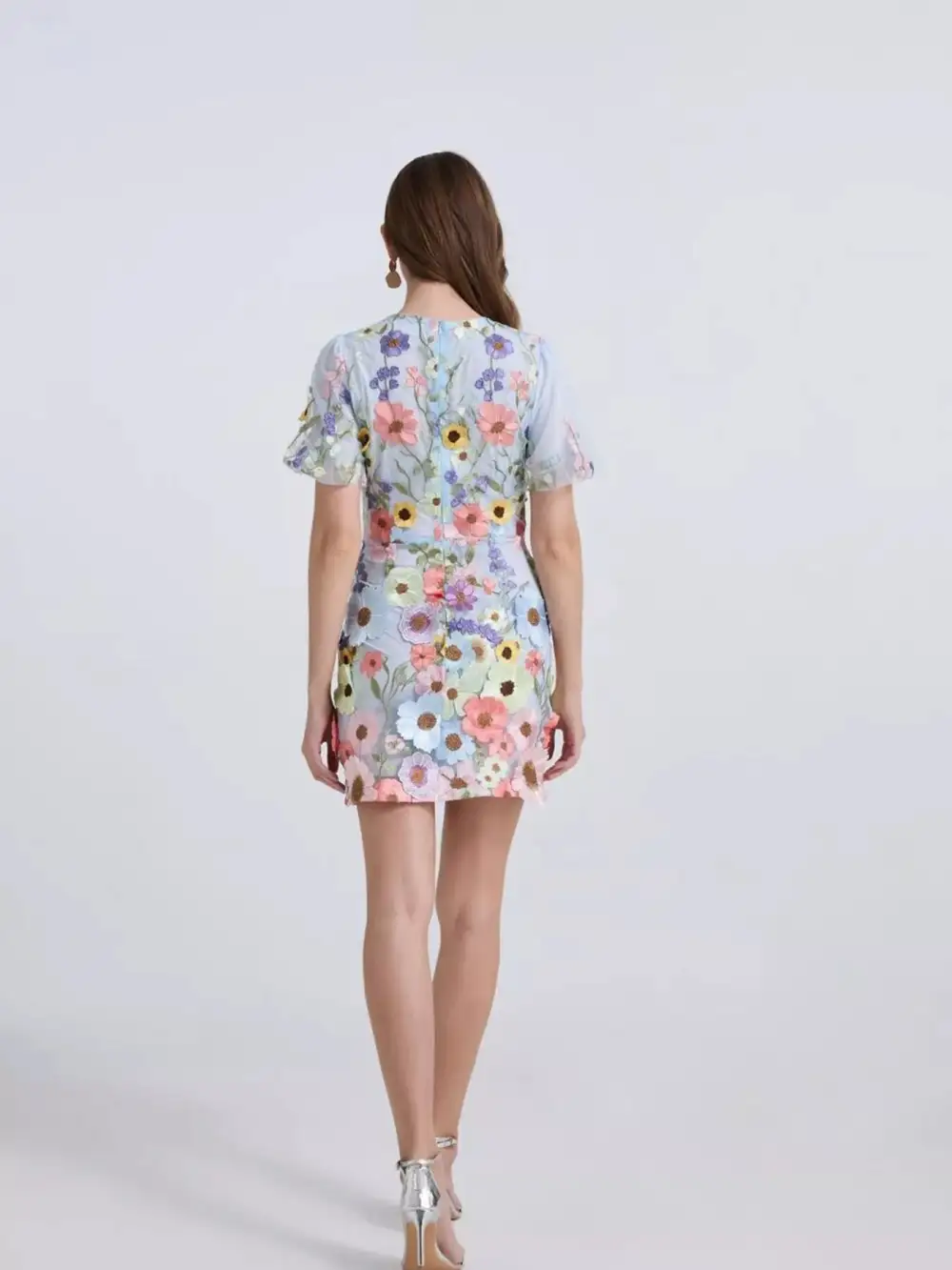 Puff-Sleeve Floral Mini Dress