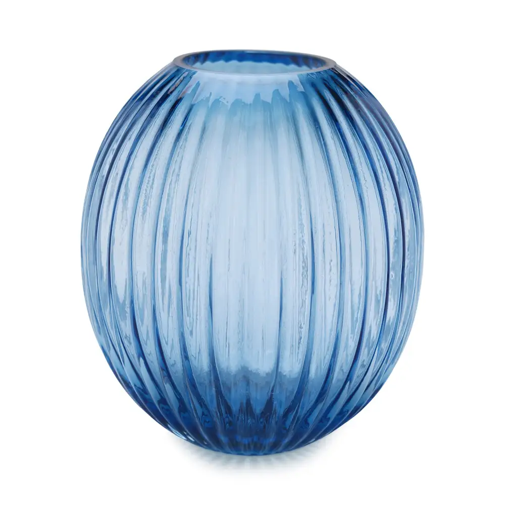 Navy Round Glass Vase