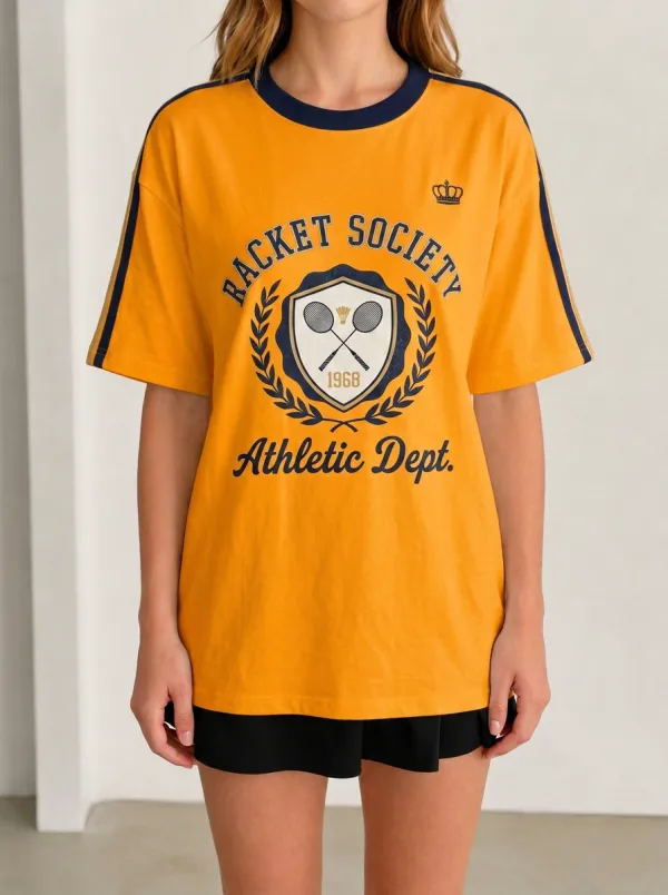 Women's Racket Sports Lover Racket Society Printed T-shirt